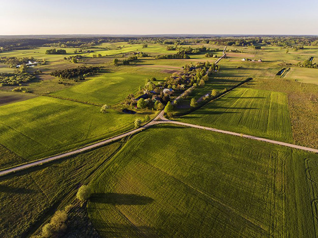 Aerial shot of farmland