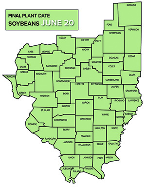 Final plant date map for soybeans in midwest